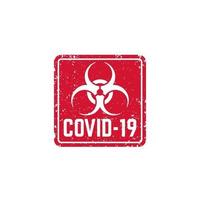 covid-19-virus, biohazard-tecken med grunge vektor