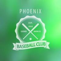 Phoenix Baseball Club Vintage Emblem auf Unschärfe Hintergrund vektor