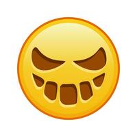 unheimlich Halloween Gesicht groß Größe von Gelb Emoji Lächeln vektor