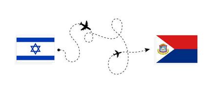 Flug und Reise von Israel zu sint maarten durch Passagier Flugzeug Reise Konzept vektor