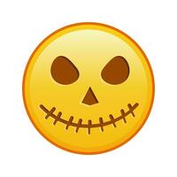 skrämmande halloween ansikte stor storlek av gul emoji leende vektor