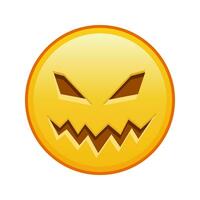 unheimlich Halloween Gesicht groß Größe von Gelb Emoji Lächeln vektor