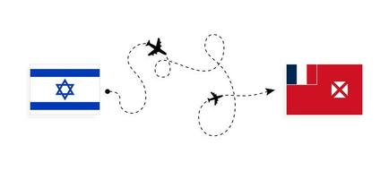 flyg och resa från Israel till wallis och futuna förbi passagerare flygplan resa begrepp vektor