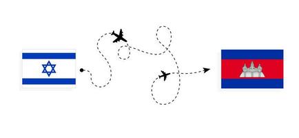 Flug und Reise von Israel zu Kambodscha durch Passagier Flugzeug Reise Konzept vektor