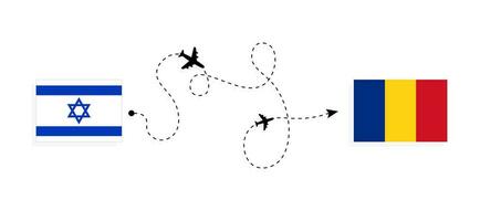 Flug und Reise von Israel zu Rumänien durch Passagier Flugzeug Reise Konzept vektor