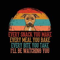 jeder Snack Sie machen, krank Sein Aufpassen Sie amerikanisch Staffordshire Terrier Hund Vektor Abbildungen zum Grafik Design, T-Shirt Drucke, Poster, und Tassen.