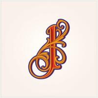 elegant årgång brev jag monogram emblem frodas vektor illustrationer för din arbete logotyp, handelsvaror t-shirt, klistermärken och märka mönster, affisch, hälsning kort reklam företag företag