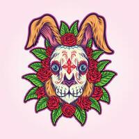 Blumen- Fiesta Muertos Hase Vektor Abbildungen zum Ihre Arbeit Logo, Fan-Shop T-Shirt, Aufkleber und Etikette Entwürfe, Poster, Gruß Karten Werbung Geschäft Unternehmen oder Marken.