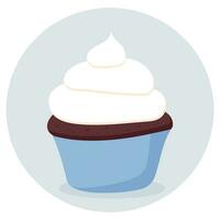 Illustration von ein Cupcake. Süss Cupcake mit Schokolade. Vektor Illustration von Nachtisch.