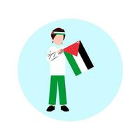Mann halten Palästina Flagge vektor