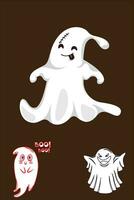 söt halloween vit spöke. spöken eller anda monster med skrämmande men söt ansikten. vektor