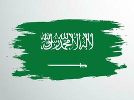 saudi arabien flagga dragen med en borsta vektor