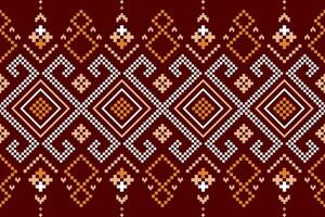 röd traditionell etnisk mönster paisley blomma ikat bakgrund abstrakt aztec afrikansk indonesiska indisk sömlös mönster för tyg skriva ut trasa klänning matta gardiner och sarong vektor