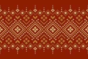 Orange Jahrgänge Kreuz Stich traditionell ethnisch Muster Paisley Blume Ikat Hintergrund abstrakt aztekisch afrikanisch indonesisch indisch nahtlos Muster zum Stoff drucken Stoff Kleid Teppich Vorhänge und Sarong vektor