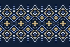 indigo Marin blå geometrisk traditionell etnisk mönster ikat sömlös mönster gräns abstrakt design för tyg skriva ut trasa klänning matta gardiner och sarong aztec afrikansk indisk indonesiska vektor