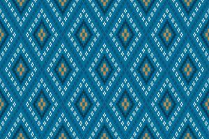 Indigo Marine Blau geometrisch traditionell ethnisch Muster Ikat nahtlos Muster Rand abstrakt Design zum Stoff drucken Stoff Kleid Teppich Vorhänge und Sarong aztekisch afrikanisch indisch indonesisch vektor