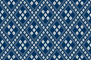 Indigo Marine Blau geometrisch traditionell ethnisch Muster Ikat nahtlos Muster Rand abstrakt Design zum Stoff drucken Stoff Kleid Teppich Vorhänge und Sarong aztekisch afrikanisch indisch indonesisch vektor