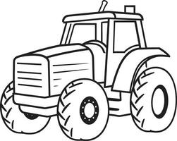 rustik traktor grafisk i svartvit klassisk traktor teckning i svart och vit vektor