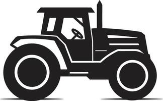 lantlig traktor i svart och vit jordbruk maskineri vektor logotyp