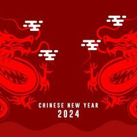 Chinesisch Neu Jahr 2024, Jahr von das Drachen. Sammlung von Chinesisch Neu Jahr Poster, Gruß Karte Designs mit Chinesisch Tierkreis Drachen. vektor