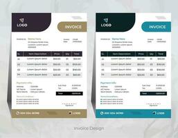 Vektor kreativ und modern Rechnung Design mit 2 anders Farbe, korporativ Rechnung Design Vorlage,