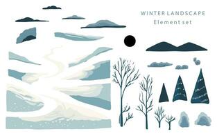 Winter Landschaft Objekt mit Berg, Baum.bearbeitbar Vektor Illustration zum Postkarte, Aufkleber, Dekoration, Symbol