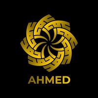 Ahmed Arabisch Name im Blume Kufi Arabisch Kalligraphie. Identität Vektor Logo.