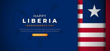 glücklich Liberia Unabhängigkeit Tag Design Papier Schnitt Formen Hintergrund Illustration zum Poster, Banner, Werbung, Gruß Karte vektor