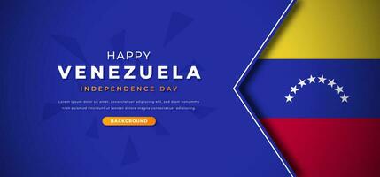 glücklich Venezuela Unabhängigkeit Tag Design Papier Schnitt Formen Hintergrund Illustration zum Poster, Banner, Werbung, Gruß Karte vektor