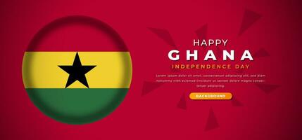 Lycklig ghana oberoende dag design papper skära former bakgrund illustration för affisch, baner, reklam, hälsning kort vektor