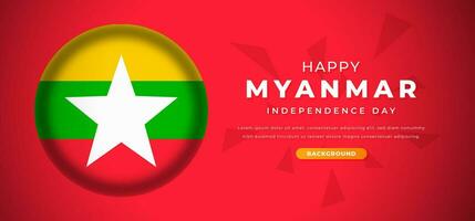 glücklich Myanmar Unabhängigkeit Tag Design Papier Schnitt Formen Hintergrund Illustration zum Poster, Banner, Werbung, Gruß Karte vektor