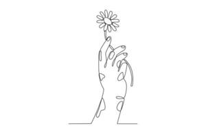 ein Aussätziger Hand halten ein Blume vektor