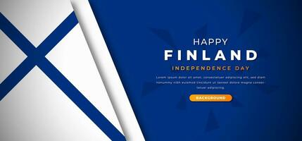 Lycklig finland oberoende dag design papper skära former bakgrund illustration för affisch, baner, reklam, hälsning kort vektor