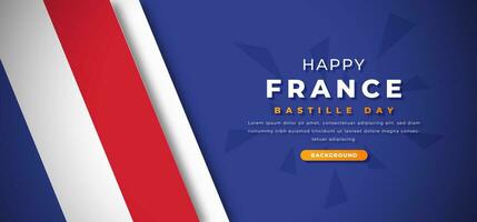 glücklich Frankreich Bastille Tag Design Papier Schnitt Formen Hintergrund Illustration zum Poster, Banner, Werbung, Gruß Karte vektor