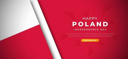 glücklich Polen Unabhängigkeit Tag Design Papier Schnitt Formen Hintergrund Illustration zum Poster, Banner, Werbung, Gruß Karte vektor