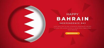 Lycklig bahrain oberoende dag design papper skära former bakgrund illustration för affisch, baner, reklam, hälsning kort vektor