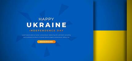 Lycklig ukraina oberoende dag design papper skära former bakgrund illustration för affisch, baner, reklam, hälsning kort vektor