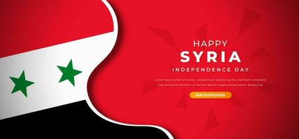 Lycklig syrien oberoende dag design papper skära former bakgrund illustration för affisch, baner, reklam, hälsning kort vektor