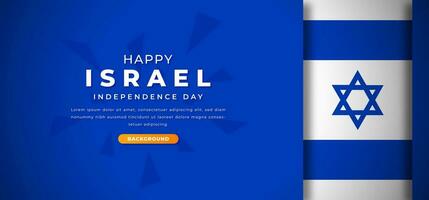 Lycklig Israel oberoende dag design papper skära former bakgrund illustration för affisch, baner, reklam, hälsning kort vektor