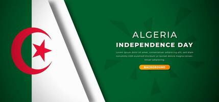 Lycklig algeriet oberoende dag design papper skära former bakgrund illustration för affisch, baner, reklam, hälsning kort vektor