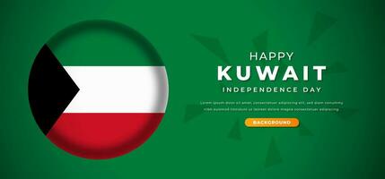 glücklich Kuwait Unabhängigkeit Tag Design Papier Schnitt Formen Hintergrund Illustration zum Poster, Banner, Werbung, Gruß Karte vektor