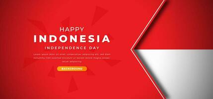 Lycklig indonesien oberoende dag design papper skära former bakgrund illustration för affisch, baner, reklam, hälsning kort vektor