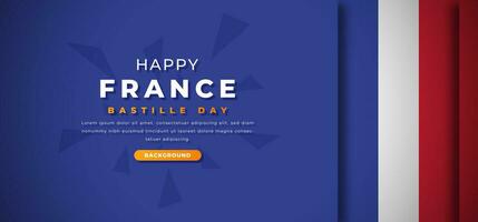 glücklich Frankreich Bastille Tag Design Papier Schnitt Formen Hintergrund Illustration zum Poster, Banner, Werbung, Gruß Karte vektor