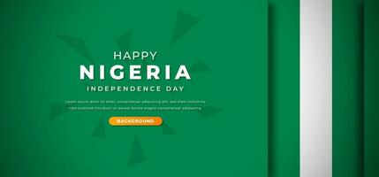 Lycklig nigeria oberoende dag design papper skära former bakgrund illustration för affisch, baner, reklam, hälsning kort vektor