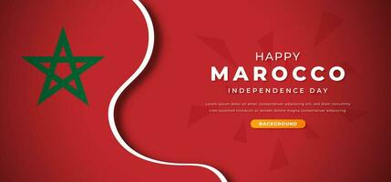glücklich Marokko Unabhängigkeit Tag Design Papier Schnitt Formen Hintergrund Illustration zum Poster, Banner, Werbung, Gruß Karte vektor