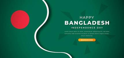 Lycklig bangladesh oberoende dag design papper skära former bakgrund illustration för affisch, baner, reklam, hälsning kort vektor