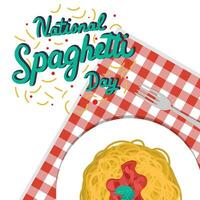 National Spaghetti Tag Text Banner. Handschrift Text National Spaghetti Tag. Platz Urlaub Banner. Hand gezeichnet Vektor Kunst.