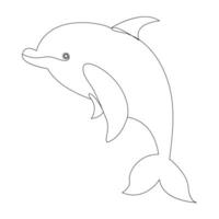 kontinuierlich einer Linie von süß Delfin Meer Fisch Gliederung Vektor Kunst Zeichnung und Illustration