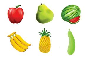 uppsättning av färgrik frukt design vektor
