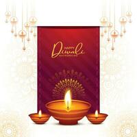 modern Lycklig diwali dekorativ olja lampa festival firande kort bakgrund vektor